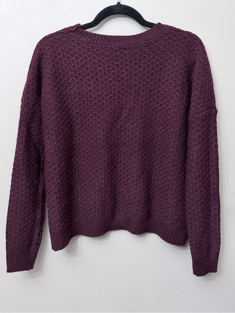 RW&CO. Burgundy Textured Knit Crewneck Sweater - Picture 2 of 5